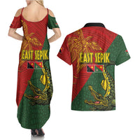 Sepik River Crocodile & Arts Festival Couples Matching Summer Maxi Dress and Hawaiian Shirt Bird-of-paradise Melanesian Tattoo LT03 - Polynesian Pride