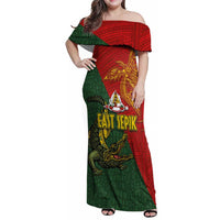 Sepik River Crocodile & Arts Festival Family Matching Off Shoulder Maxi Dress and Hawaiian Shirt Bird-of-paradise Melanesian Tattoo LT03 Mom's Dress Red - Polynesian Pride