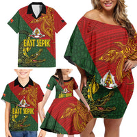 Sepik River Crocodile & Arts Festival Family Matching Off Shoulder Short Dress and Hawaiian Shirt Bird-of-paradise Melanesian Tattoo LT03 - Polynesian Pride