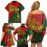 Sepik River Crocodile & Arts Festival Family Matching Off Shoulder Short Dress and Hawaiian Shirt Bird-of-paradise Melanesian Tattoo LT03 - Polynesian Pride