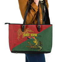 Sepik River Crocodile & Arts Festival Leather Tote Bag Bird-of-paradise Melanesian Tattoo LT03 - Polynesian Pride