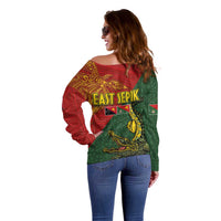 Sepik River Crocodile & Arts Festival Off Shoulder Sweater Bird-of-paradise Melanesian Tattoo LT03 - Polynesian Pride