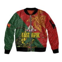 Sepik River Crocodile & Arts Festival Sleeve Zip Bomber Jacket Bird-of-paradise Melanesian Tattoo LT03 Unisex Red - Polynesian Pride
