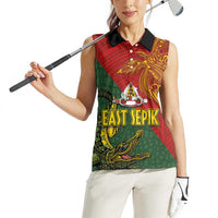 Sepik River Crocodile & Arts Festival Women Sleeveless Polo Shirt Bird-of-paradise Melanesian Tattoo LT03 - Polynesian Pride