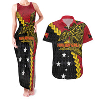 Papua New Guinea Independence Day Couples Matching Tank Maxi Dress and Hawaiian Shirt Bird-of-paradise Melanesian Tattoo LT03 Red - Polynesian Pride