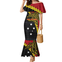 Papua New Guinea Independence Day Family Matching Mermaid Dress and Hawaiian Shirt Bird-of-paradise Melanesian Tattoo LT03 Mom's Dress Red - Polynesian Pride