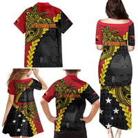 Papua New Guinea Independence Day Family Matching Puletasi and Hawaiian Shirt Bird-of-paradise Melanesian Tattoo LT03 - Polynesian Pride