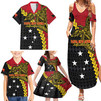 Papua New Guinea Independence Day Family Matching Summer Maxi Dress and Hawaiian Shirt Bird-of-paradise Melanesian Tattoo LT03 - Polynesian Pride