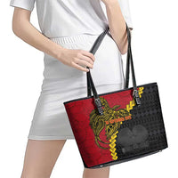 Papua New Guinea Independence Day Leather Tote Bag Bird-of-paradise Melanesian Tattoo LT03 - Polynesian Pride