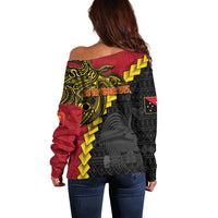 Papua New Guinea Independence Day Off Shoulder Sweater Bird-of-paradise Melanesian Tattoo LT03 - Polynesian Pride