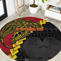 Papua New Guinea Independence Day Round Carpet Bird-of-paradise Melanesian Tattoo LT03 Red - Polynesian Pride
