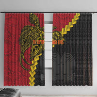 Papua New Guinea Independence Day Window Curtain Bird-of-paradise Melanesian Tattoo LT03 With Hooks Red - Polynesian Pride