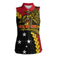 Papua New Guinea Independence Day Women Sleeveless Polo Shirt Bird-of-paradise Melanesian Tattoo LT03 Female Red - Polynesian Pride