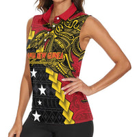 Papua New Guinea Independence Day Women Sleeveless Polo Shirt Bird-of-paradise Melanesian Tattoo LT03 - Polynesian Pride