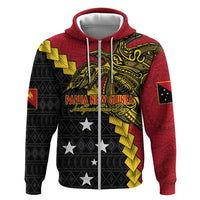 Papua New Guinea Independence Day Zip Hoodie Bird-of-paradise Melanesian Tattoo LT03 Zip Hoodie Red - Polynesian Pride