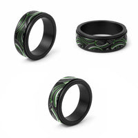 Traditional Samoan Tattoo Art Green Color Spinner Ring - Polynesian Pride
