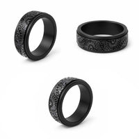 Traditional Polynesian Maori Tattoo Silver Art Spinner Ring - Polynesian Pride