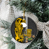 Hawaii Lanai Island Ceramic Ornament Hawaiian Warrior and Kakau Symbols Abstract Tattoo LT03 - Polynesian Pride