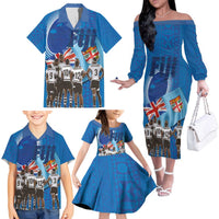Fiji Rugby Sevens Family Matching Off The Shoulder Long Sleeve Dress and Hawaiian Shirt Commemorate Gold Medal - Rio de Janeiro 2016 LT03 - Polynesian Pride