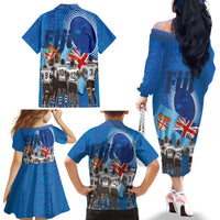 Fiji Rugby Sevens Family Matching Off The Shoulder Long Sleeve Dress and Hawaiian Shirt Commemorate Gold Medal - Rio de Janeiro 2016 LT03 - Polynesian Pride