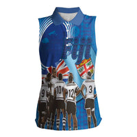 Fiji Rugby Sevens Women Sleeveless Polo Shirt Commemorate Gold Medal - Rio de Janeiro 2016 LT03 Female Blue - Polynesian Pride
