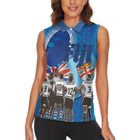 Fiji Rugby Sevens Women Sleeveless Polo Shirt Commemorate Gold Medal - Rio de Janeiro 2016 LT03 - Polynesian Pride