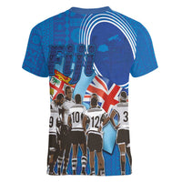 Fiji Rugby Sevens Women V-Neck T-Shirt Commemorate Gold Medal - Rio de Janeiro 2016 LT03 - Polynesian Pride
