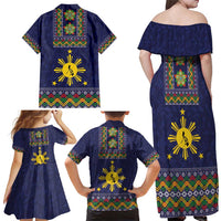 Philippines Merry Christmas Family Matching Off Shoulder Maxi Dress and Hawaiian Shirt Maligayang Pasko with Parol and Xmas Pattern Barong Style LT03 - Polynesian Pride