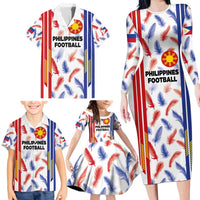 Custom Philippines Champions Football Jersey Family Matching Long Sleeve Bodycon Dress and Hawaiian Shirt LT03 - Polynesian Pride