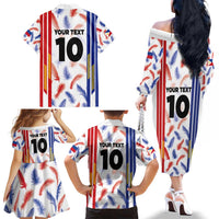 Custom Philippines Champions Football Jersey Family Matching Off The Shoulder Long Sleeve Dress and Hawaiian Shirt LT03 - Polynesian Pride
