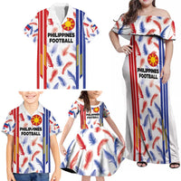 Custom Philippines Champions Football Jersey Family Matching Off Shoulder Maxi Dress and Hawaiian Shirt LT03 - Polynesian Pride