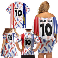Custom Philippines Champions Football Jersey Family Matching Off Shoulder Short Dress and Hawaiian Shirt LT03 - Polynesian Pride