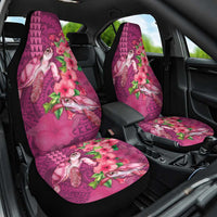 Hawaiian Turtle Love Couple Car Seat Cover - Sweet Hibiscus and Kakau Pattern Rose Color LT03 One Size Pink - Polynesian Pride