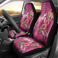 Hawaiian Turtle Love Couple Car Seat Cover - Sweet Hibiscus and Kakau Pattern Rose Color LT03 - Polynesian Pride