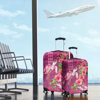 Hawaiian Turtle Love Couple Luggage Cover - Sweet Hibiscus and Kakau Pattern Rose Color LT03 - Polynesian Pride