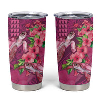 Hawaiian Turtle Love Couple Tumbler Cup Sweet Hibiscus and Kakau Pattern Rose Color LT03 Pink - Polynesian Pride