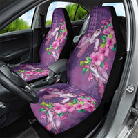 Hawaiian Turtle Love Couple Car Seat Cover - Sweet Hibiscus and Kakau Pattern Deep Purple Color LT03 - Polynesian Pride