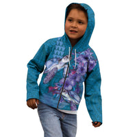 Hawaiian Turtle Love Couple Kid Hoodie - Sweet Hibiscus and Kakau Pattern Sapphire Color LT03 - Polynesian Pride