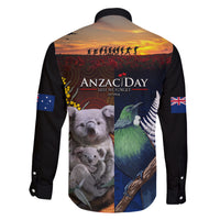 Australia and New Zealand ANZAC Day Family Matching Long Sleeve Bodycon Dress and Hawaiian Shirt Tui Bird and Koala mix Maori and Aboriginal Pattern LT03 - Polynesian Pride