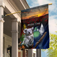 Australia and New Zealand ANZAC Day Garden Flag Tui Bird and Koala mix Maori and Aboriginal Pattern LT03 House Flag Black - Polynesian Pride