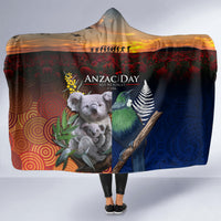 Australia and New Zealand ANZAC Day Hooded Blanket Tui Bird and Koala mix Maori and Aboriginal Pattern LT03 - Polynesian Pride