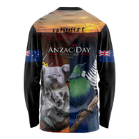 Australia and New Zealand ANZAC Day Long Sleeve Shirt Tui Bird and Koala mix Maori and Aboriginal Pattern LT03 - Polynesian Pride