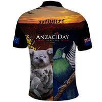 Australia and New Zealand ANZAC Day Polo Shirt Tui Bird and Koala mix Maori and Aboriginal Pattern LT03 - Polynesian Pride