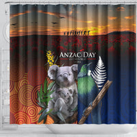 Australia and New Zealand ANZAC Day Shower Curtain Tui Bird and Koala mix Maori and Aboriginal Pattern LT03 - Polynesian Pride