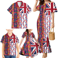 Hawaiian Lei Family Matching Mermaid Dress and Hawaiian Shirt National Flag Striped Style LT03 - Polynesian Pride