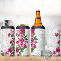 Hawaiian Hibiscus and Art Polynesian Tattoo 4 in 1 Can Cooler Tumbler White Color LT03 - Polynesian Pride