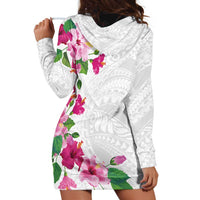 Hawaiian Hibiscus and Art Polynesian Tattoo Hoodie Dress White Color LT03 - Polynesian Pride