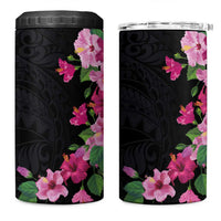 Hawaiian Hibiscus and Art Polynesian Tattoo 4 in 1 Can Cooler Tumbler Black Color LT03 One Size: 16 oz Black - Polynesian Pride