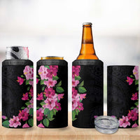 Hawaiian Hibiscus and Art Polynesian Tattoo 4 in 1 Can Cooler Tumbler Black Color LT03 - Polynesian Pride