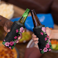 Hawaiian Hibiscus and Art Polynesian Tattoo 4 in 1 Can Cooler Tumbler Black Color LT03 - Polynesian Pride